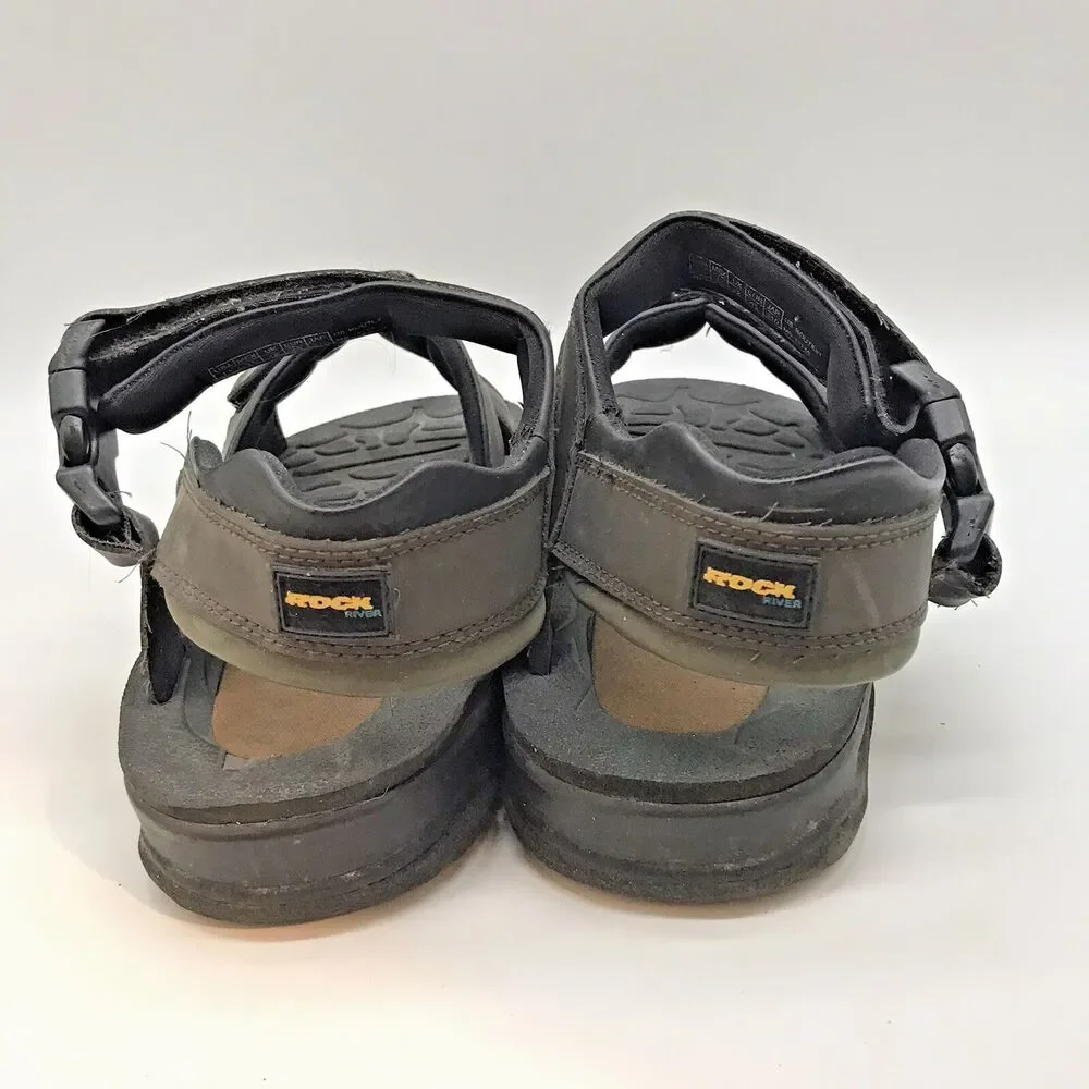 Rock River Sports Sandals Men's 13 Brown Faux Leather Hook & Loop Hiking Shoes